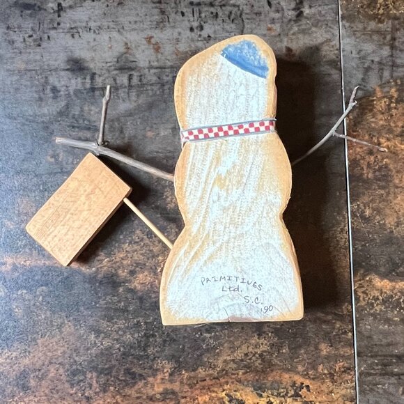 Lot of 3 Handmade Christmas Primitives Raggedy Santa/Wooden Snowman/Wooden Santa - Picture 12 of 15